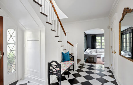 Entryway with Black and White Tiles