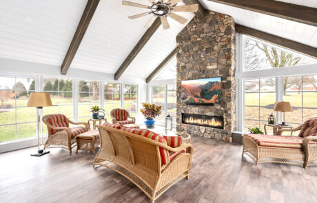 Sunroom Addition with Fireplace
