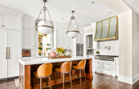 Kitchen with Custom Brass Range Hood